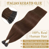 Tip Hair Extensions Human Hair Medium Brown 16 Inch 50G 50Strands Straight Real Remy Hair Pre Bonded Keratin Fusion Itip Human Hair Extensions