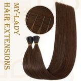 Tip Hair Extensions Human Hair Medium Brown 16 Inch 50G 50Strands Straight Real Remy Hair Pre Bonded Keratin Fusion Itip Human Hair Extensions