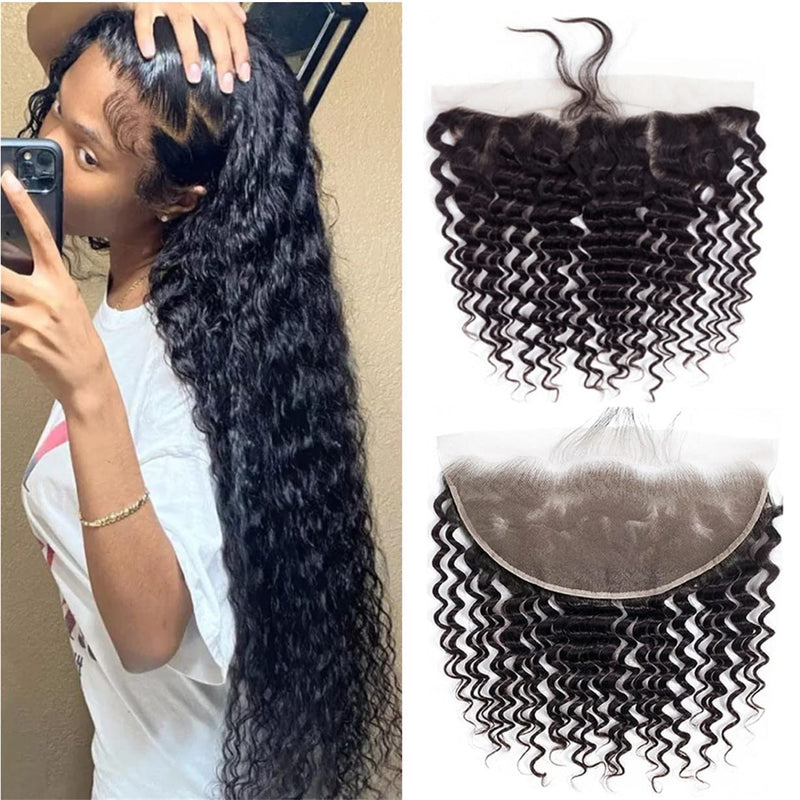 13x6 HD Lace Frontal Only Deep Wave Pre-Plucked With Baby Hair