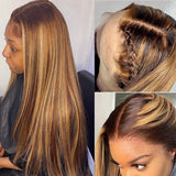 Highlight 4/27 Color Lace Front Wigs Human Hair Pre Plucked Ombre 13x4 Straight Lace Frontal Wigs Human Hair