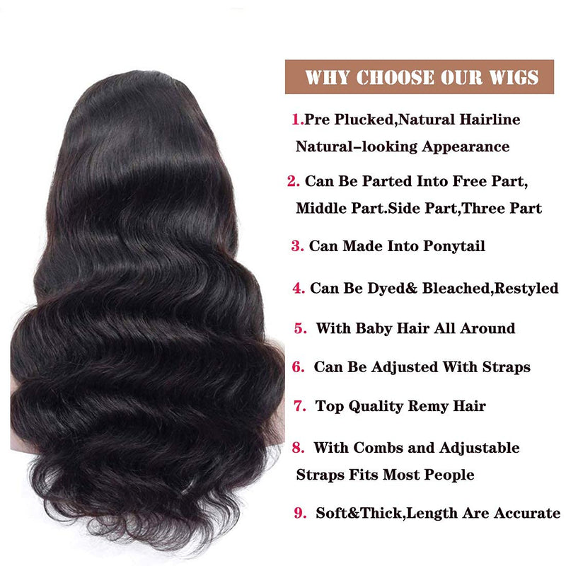 4x4 Body Wave Lace Closure Human Hair Wigs for Black Women Lace Wigs with Baby Hair Natural Black