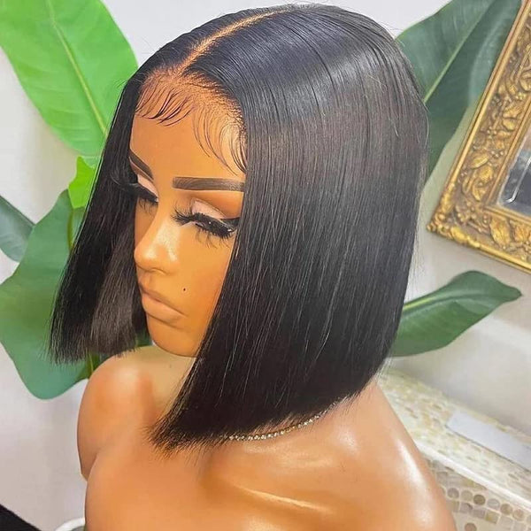 13x4 SKINLIKE Real HD Lace Front Bob Wig, 0.14mm Ultra-thin HD Lace 180% Density Clean Pre-plucked Hairline with Baby Hair