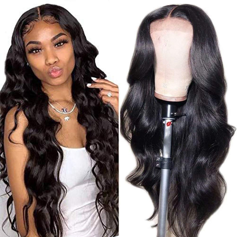 4x4 Body Wave Lace Closure Human Hair Wigs for Black Women Lace Wigs with Baby Hair Natural Black