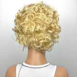 OM HAIR MAY 613 Blond Lace Front Wig Short Curly Styled Wig Pixie Cut Wig 13x4 Frontal Lace Bob Wig Glueless Brazilian Virgin Human Hair Pre-Plucked With Baby Hair