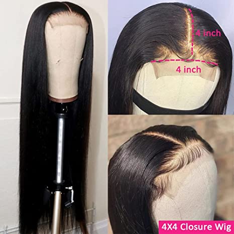 Straight 4X4 HD Lace Front Wig 4X4 Wigs Human Hair Pre Plucked For Black Women Brazilian Virgin Hair