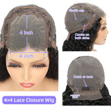 4x4 Closure Wig Deep Wave Lace Closure Human Hair Wigs for Black Women Lace Wigs with Baby Hair Natural Black