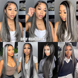 Platinum Blonde Highlights HD Lace 13x4 Lace Frontal Wig Mix Color Wig