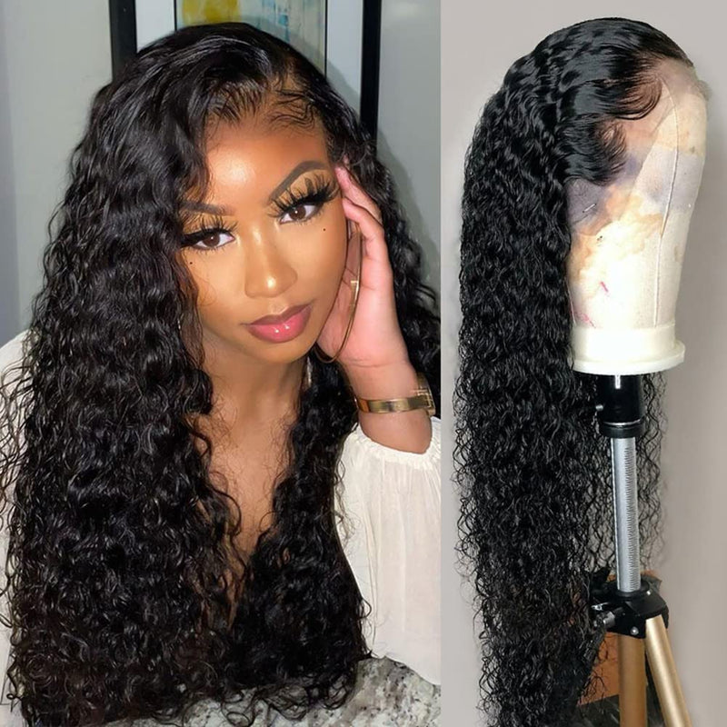 Jerry Curl 4x4 Lace Closure Wig Natural Hairline With Baby Hair Pre Plucked Human Hair Wigs 150% Density Glueless Wigs