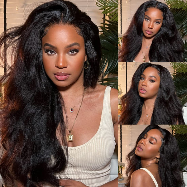 4x4 150% HD Lace Closure Wig Yaki Natural Black