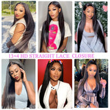 Ear to Ear HD Lace Frontals Closure 13x4 Frontal Closure 100% Human Hair Pre-Plucked Natural Hairline with Baby Hair Straight Hair