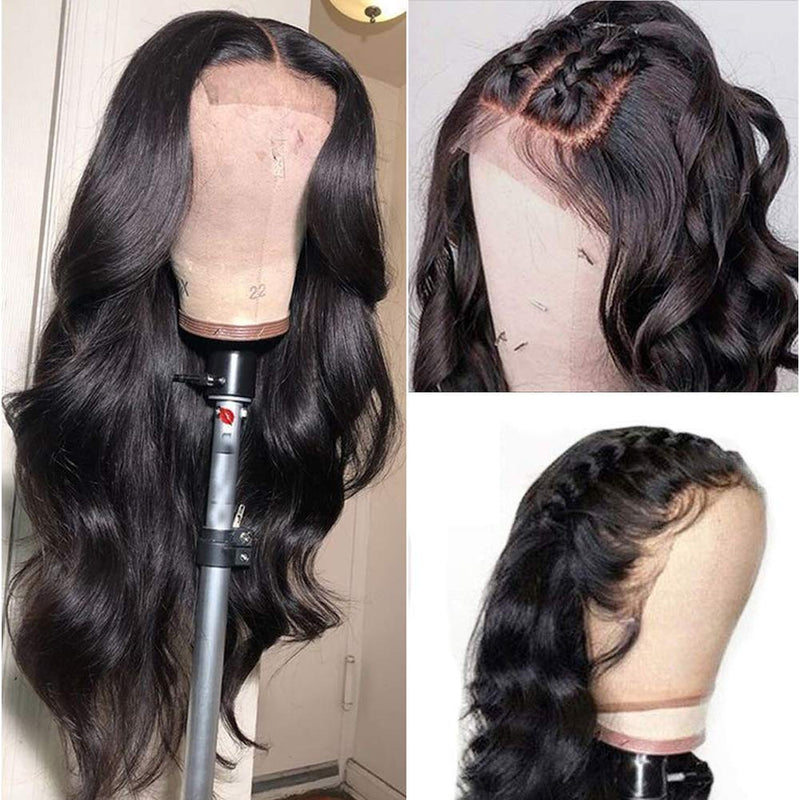 4x4 Body Wave Lace Closure Human Hair Wigs for Black Women Lace Wigs with Baby Hair Natural Black