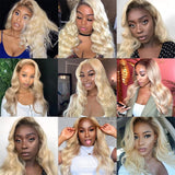 613 Body Wave Lace Front Wig Human Hair 10a Brazilian 13x4 Blonde Lace Frontal Wigs 150% Density Pre Plucked