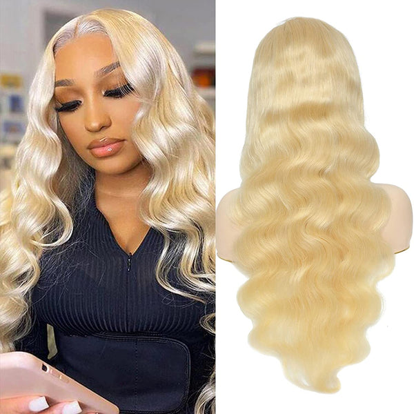 613 Body Wave Lace Front Wig Human Hair 10a Brazilian 13x4 Blonde Lace Frontal Wigs 150% Density Pre Plucked