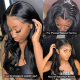 4x4 Body Wave Lace Closure Human Hair Wigs for Black Women Lace Wigs with Baby Hair Natural Black