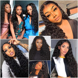 4X4 Water Wave Lace Closure Human Hair Wigs for Black Women Lace Wigs with Baby Hair Natural Black