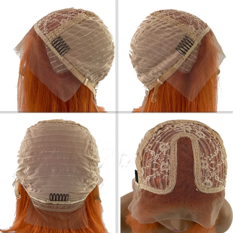 Orange Ginger 13x4 Lace Front Short Bob Wig 100% Human Hair