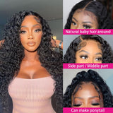 4X4 Water Wave Lace Closure Human Hair Wigs for Black Women Lace Wigs with Baby Hair Natural Black