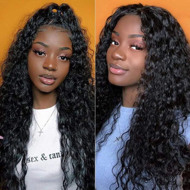 10a Brazilian Virgin Human Hair Water Wave Human Hair 3 Bundles with 4x4 Lace Closure Unprocessed Virgin Human Hair Weave Extensions Natural Color