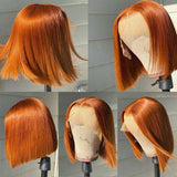 Orange Ginger 13x4 Lace Front Short Bob Wig 100% Human Hair