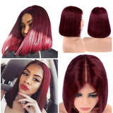 99 J Burgundy Wigs Human Hair Straight Short Bob Wig For Women 13X4 HD Lace Front Wigs Human Hair Brazilian Lace Wig Pre Plucked With Baby Hair